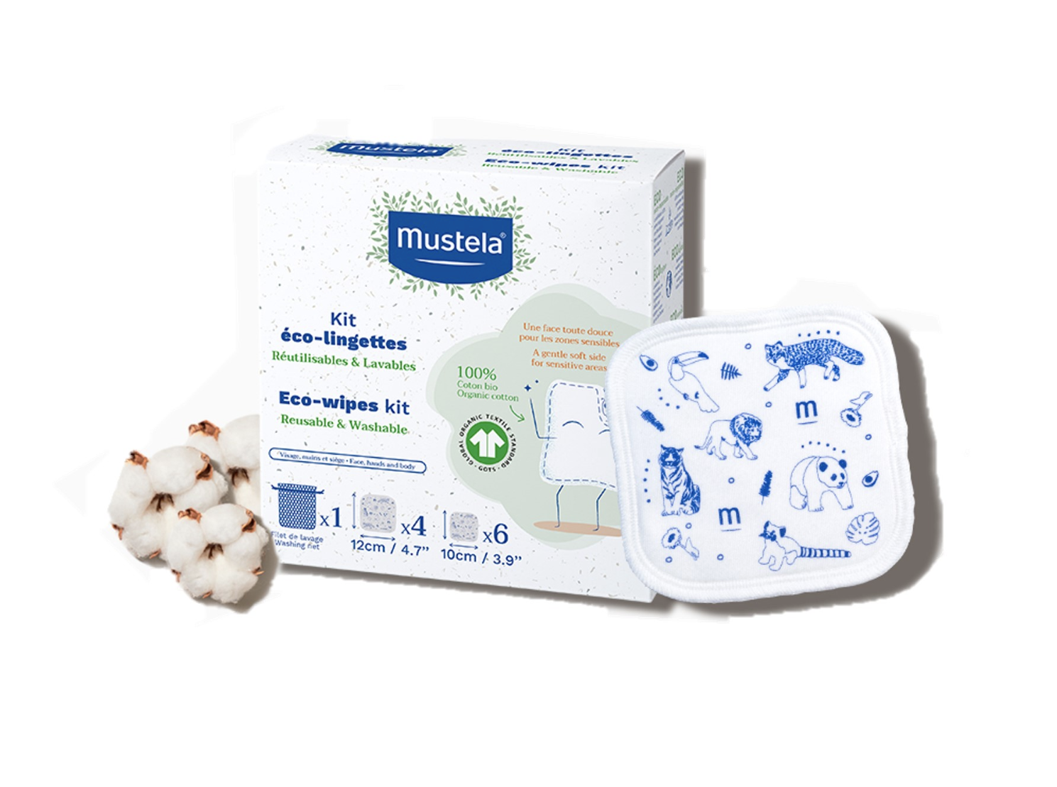 Mustela Bebe Toalhetes Eco Reutilizáveis Kit x10 unidades