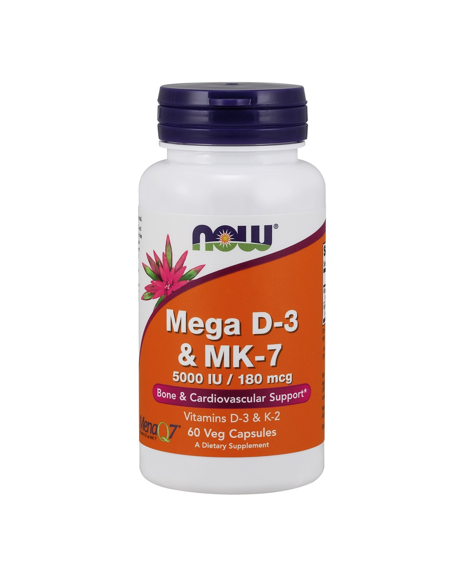 NOW Mega D-3 & MK-7 60 Cápsulas | Saúde Óssea e Cardiovascular