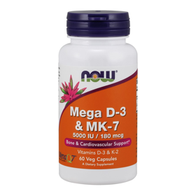 NOW Mega D-3 & MK-7 60 Cápsulas | Saúde Óssea e Cardiovascular